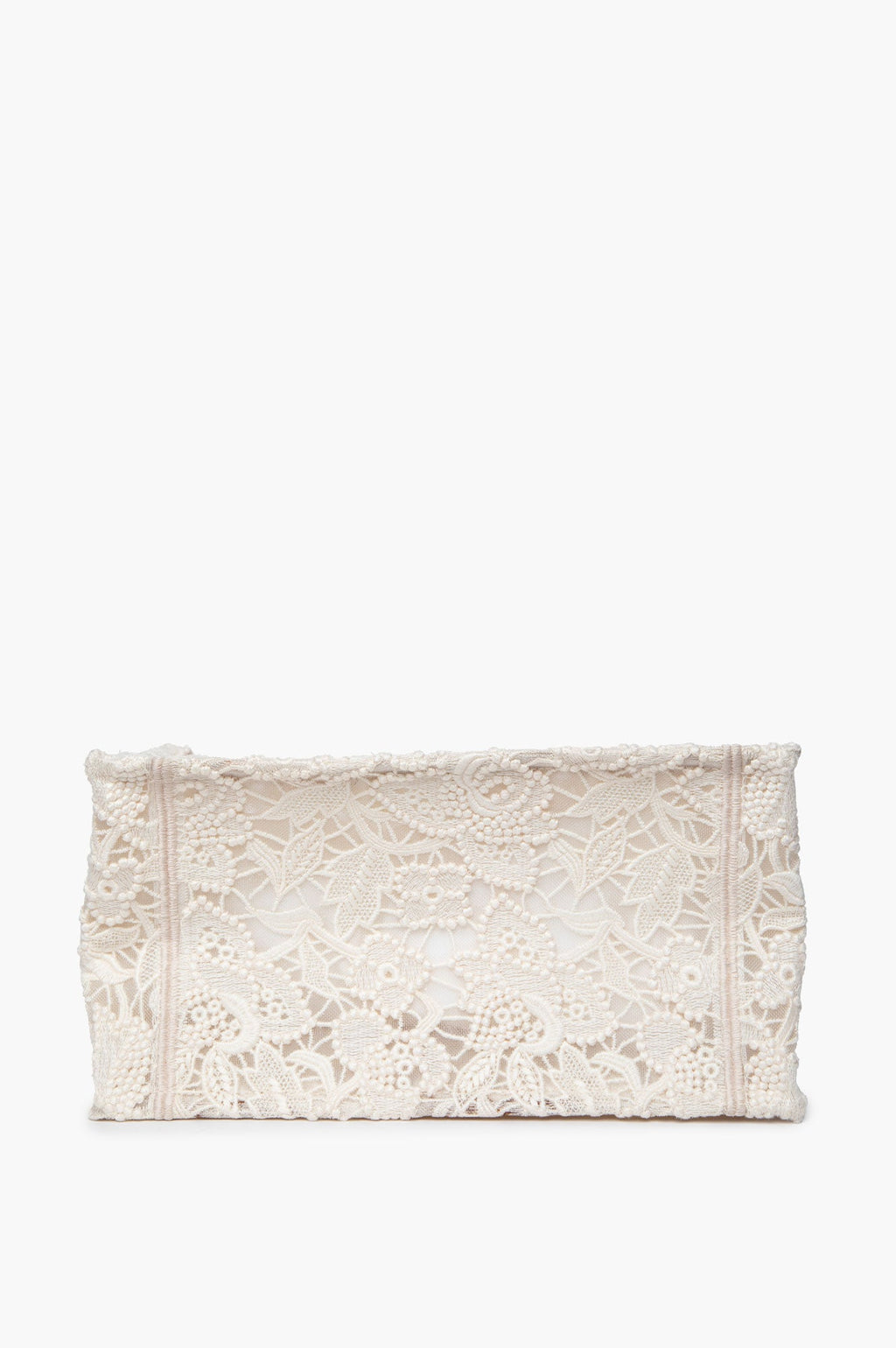 Christian Dior Transparent Embroidered Mesh Cream Lace Book Tote