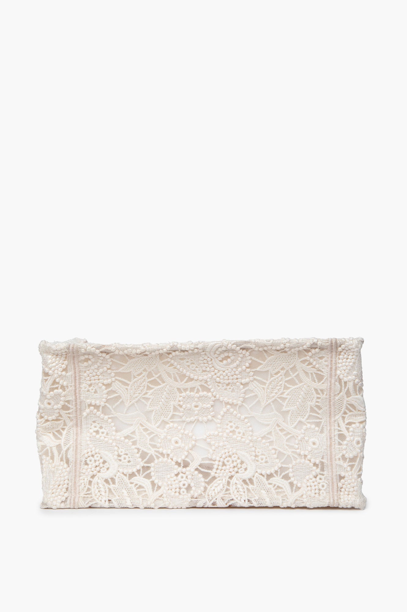 Christian Dior Transparent Embroidered Mesh Cream Lace Book Tote