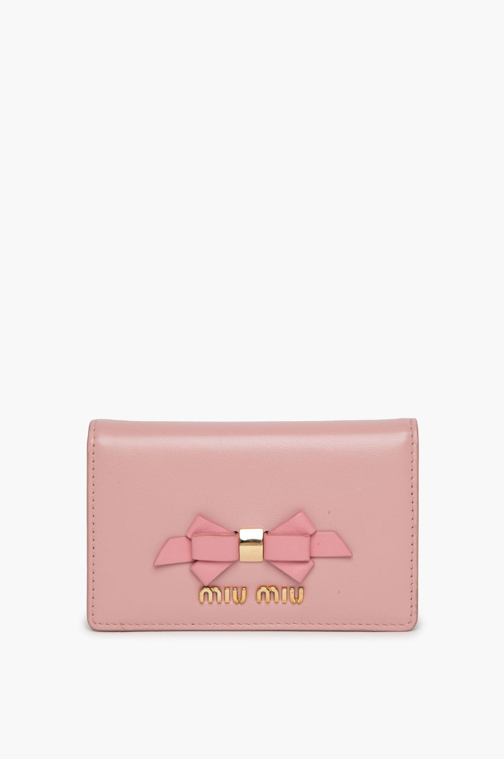 Miu Miu Pink Leather Bow Zip Wallet