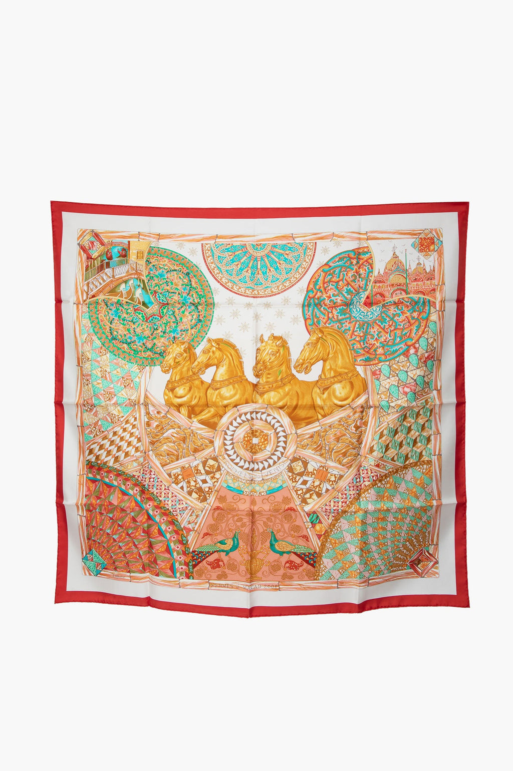 Hermes Red Trophees De Venise Scarf 90x90cm