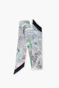 Hermes White Splash Park Silk Twilly Scarf
