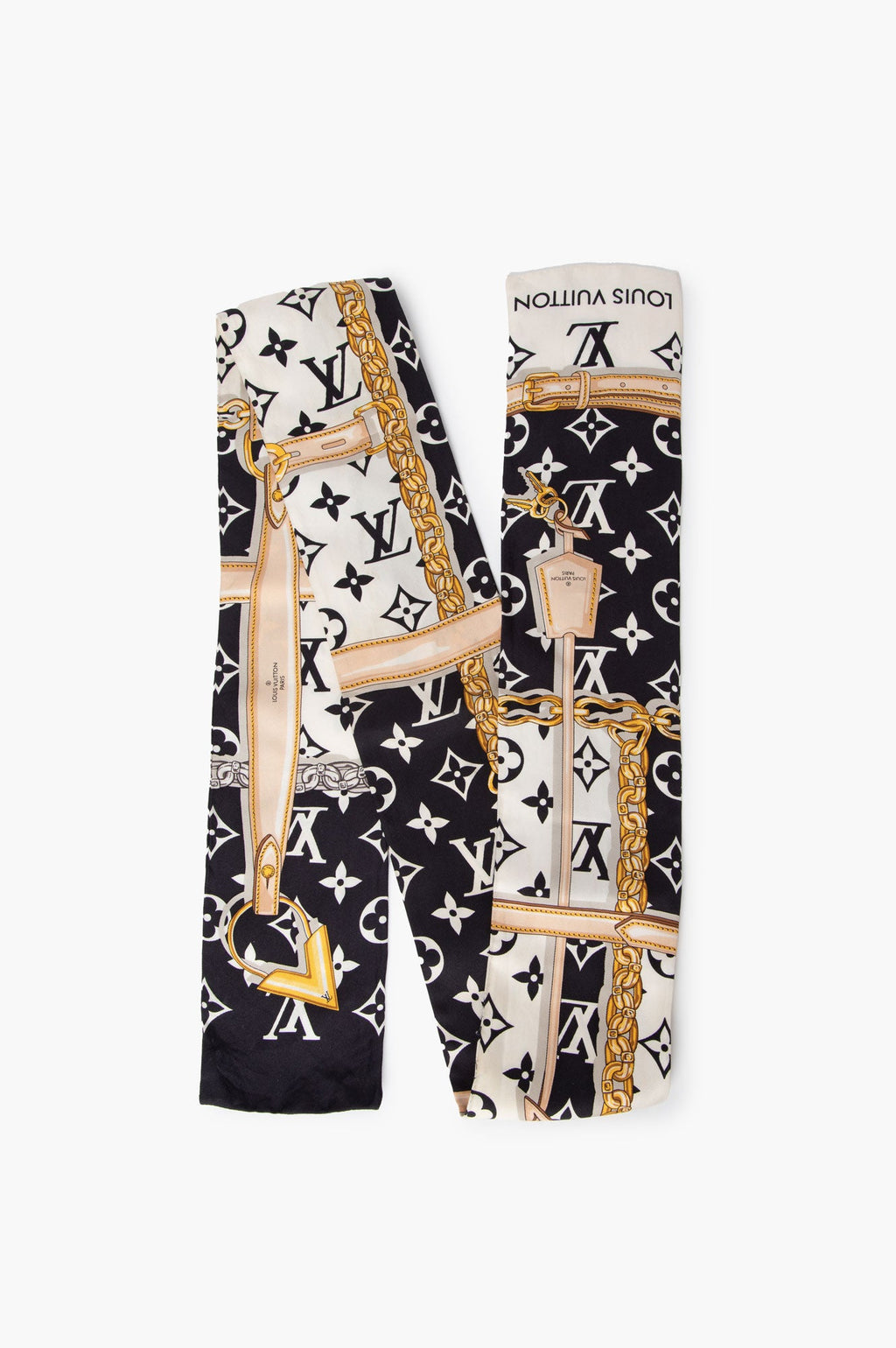 Louis Vuitton Confidential Black and White Silk Bandea Scarf