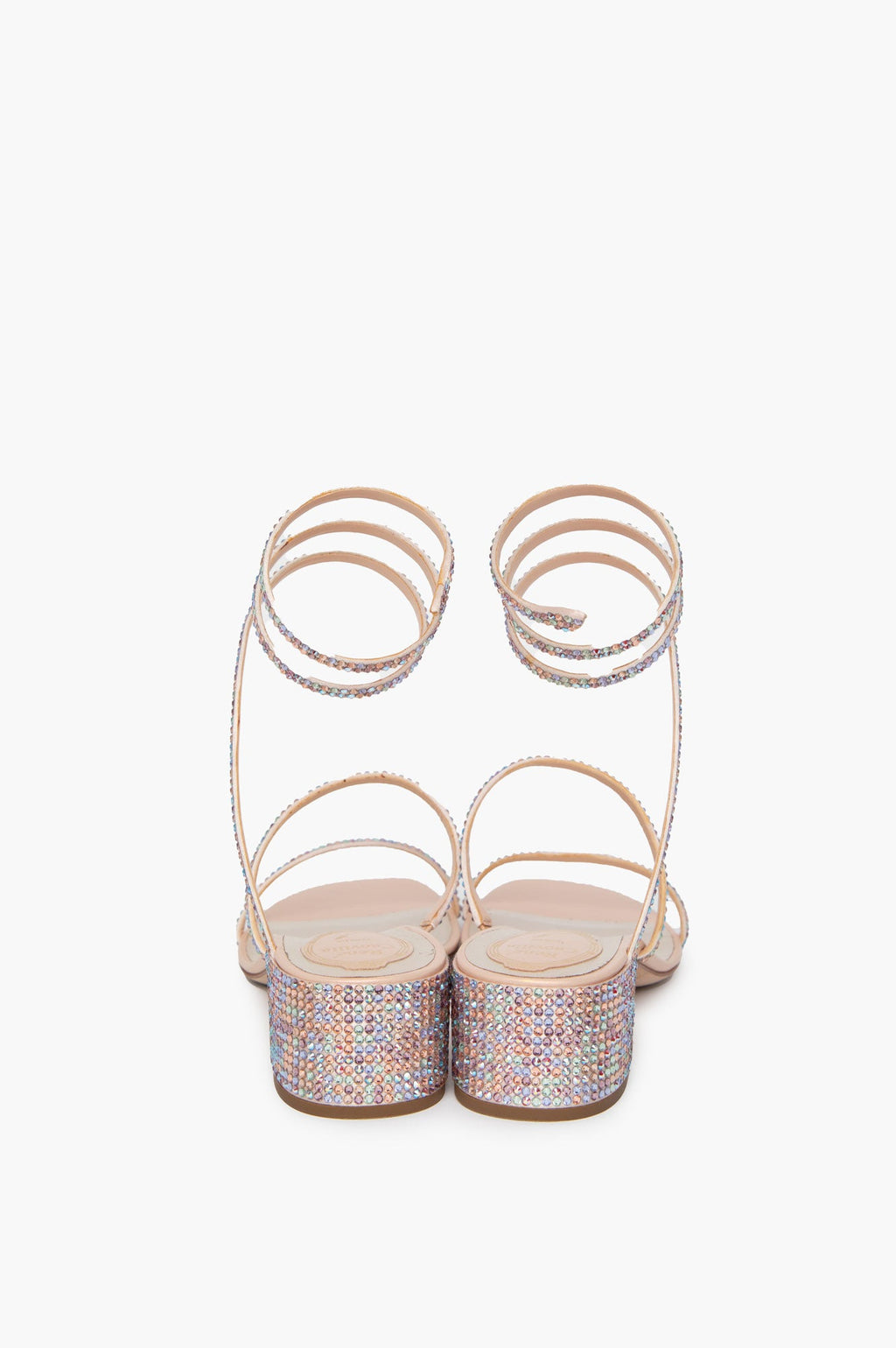 Rene Caovilla Pink Satin Crystal Romance Mix Sandals 39.5