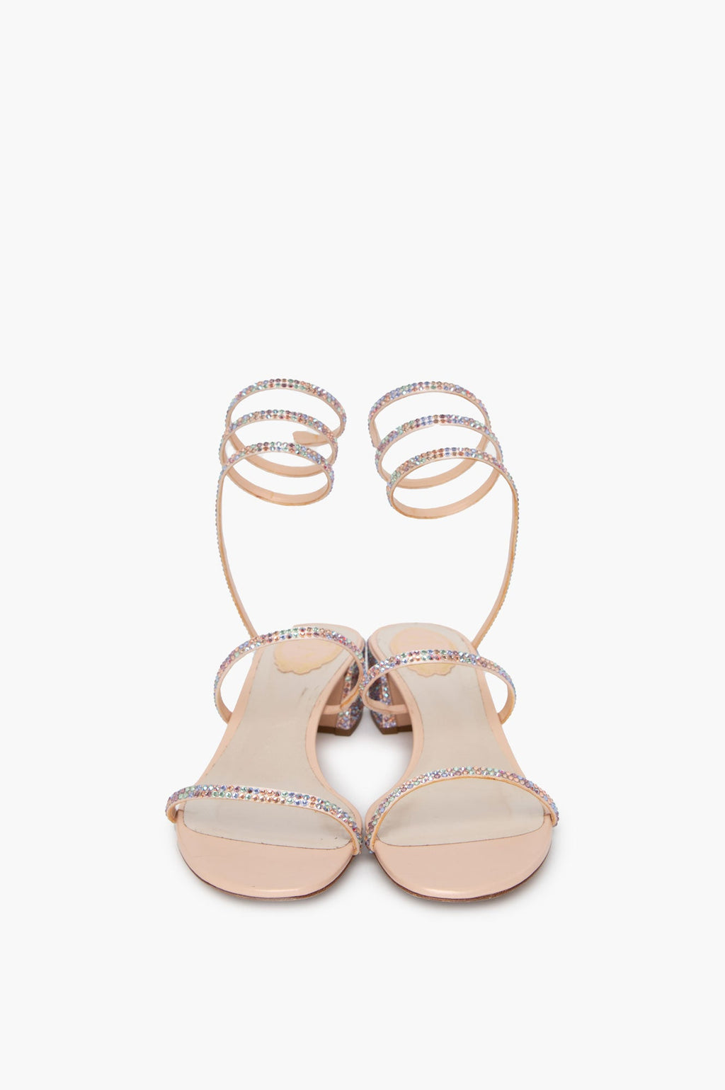 Rene Caovilla Pink Satin Crystal Romance Mix Sandals 39.5