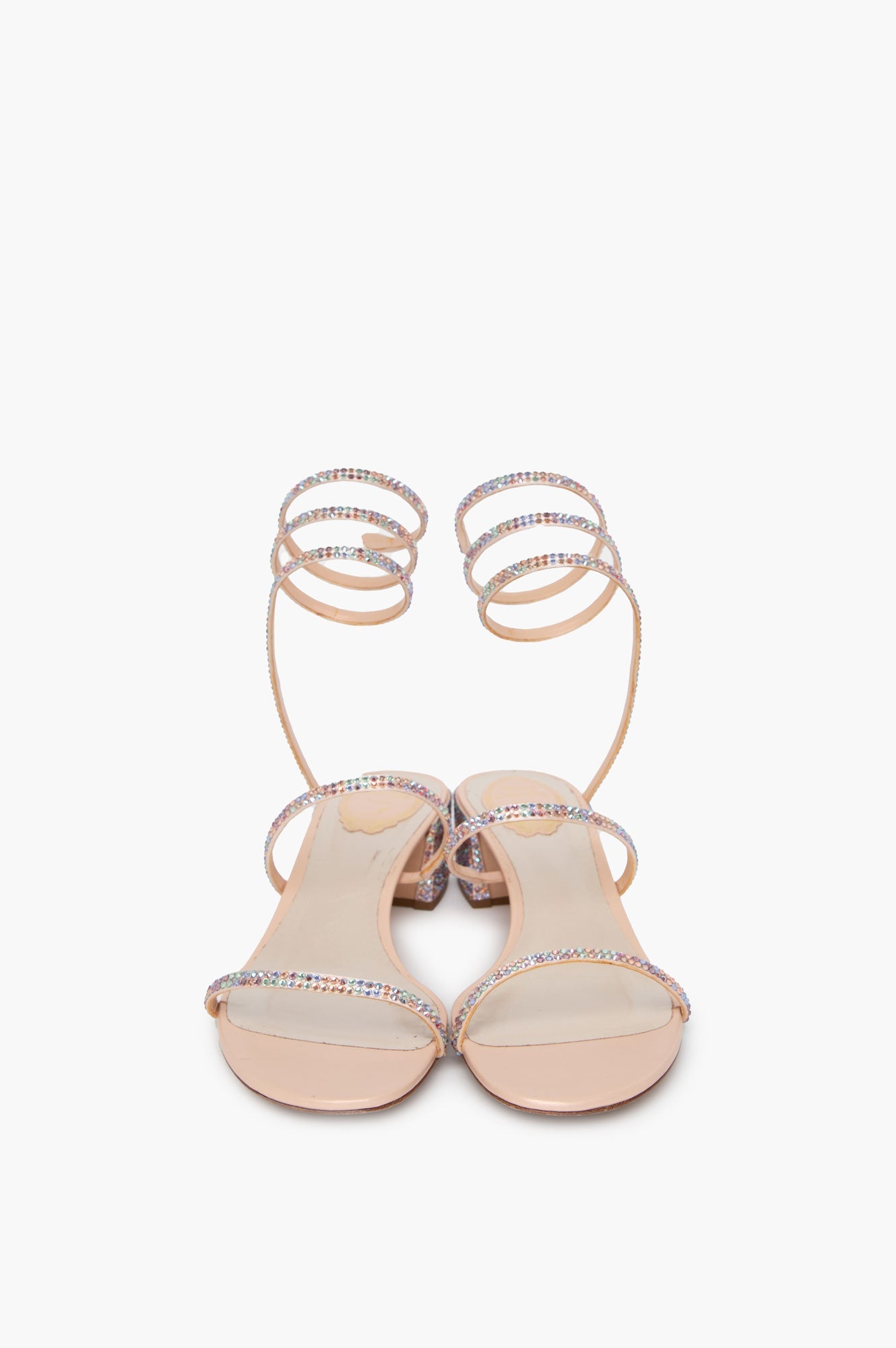Rene Caovilla Pink Satin Crystal Romance Mix Sandals 39.5