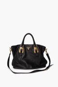 Prada Black Vitello Phenix Buckle Shopper Tote Bag