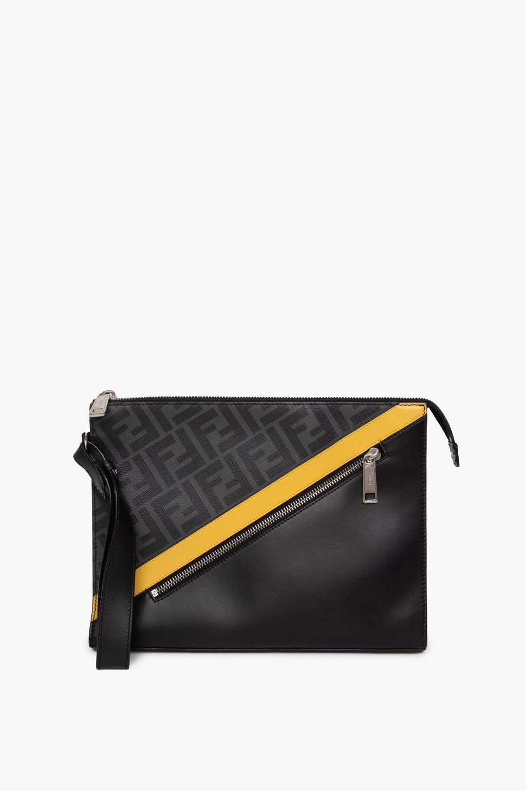Fendi Black Zip Diagonal Clutch