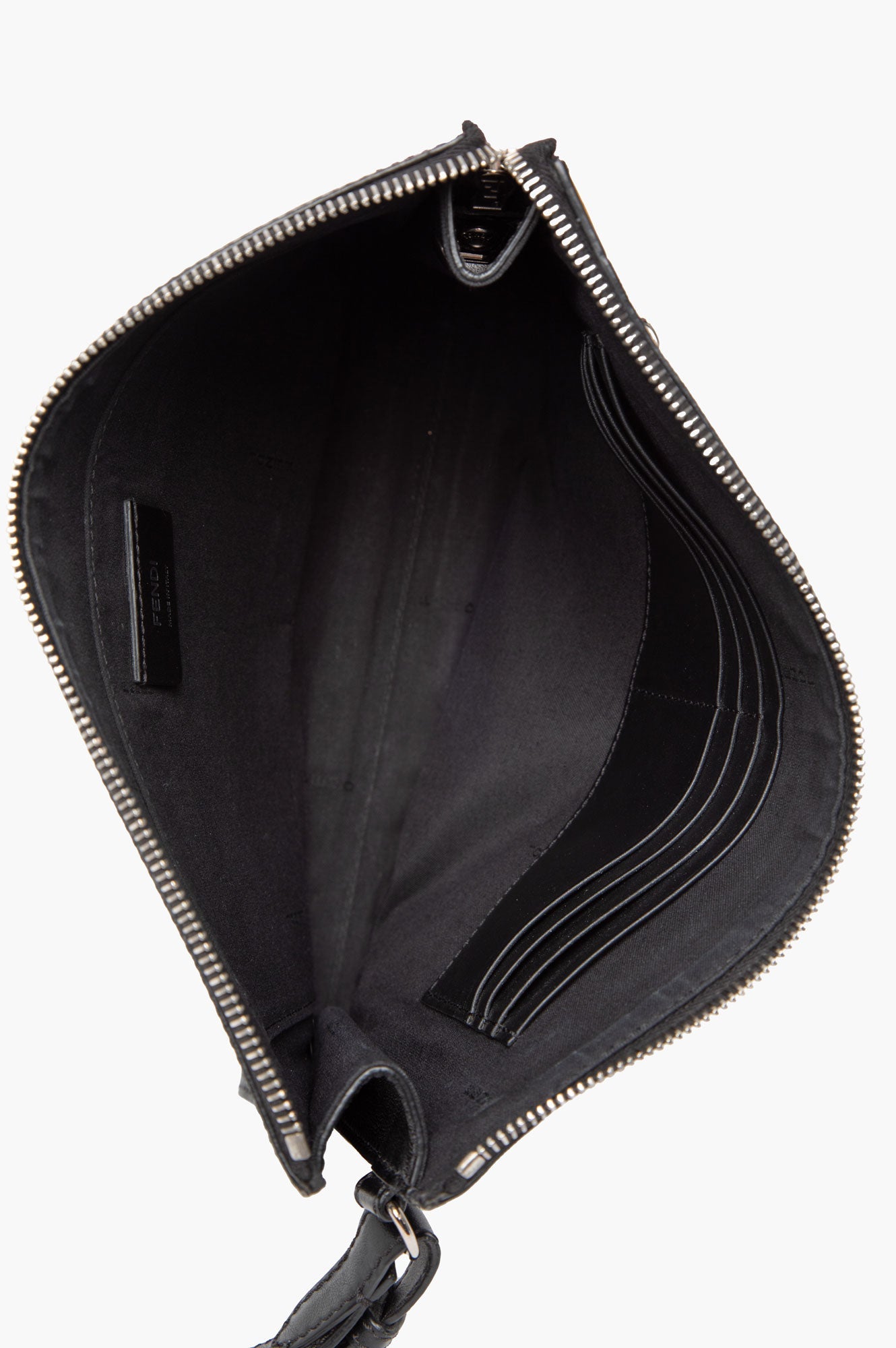 Fendi Black Zip Diagonal Clutch