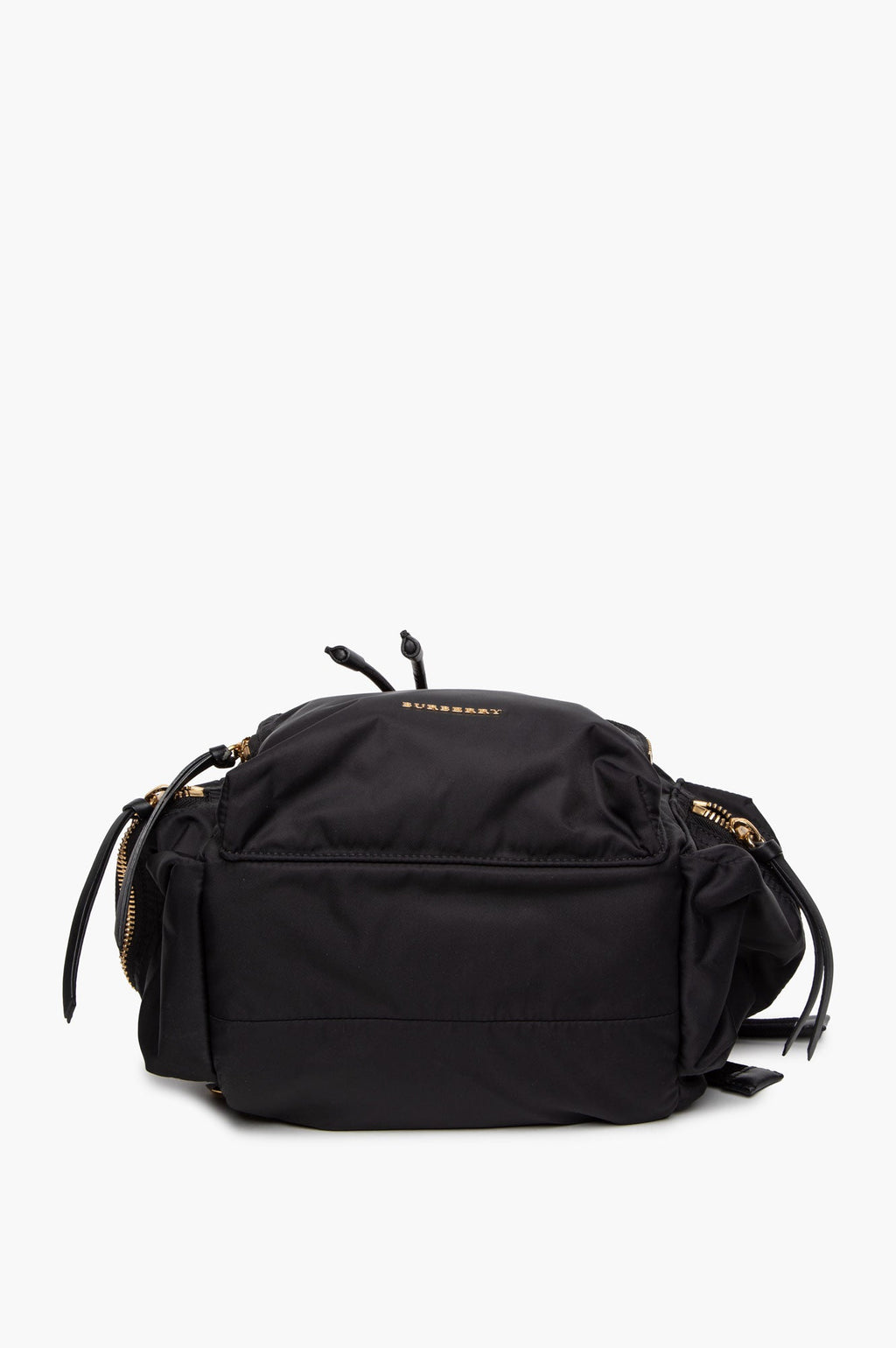 Burberry Brown Leather Trimmed Black Nylon Rucksack
