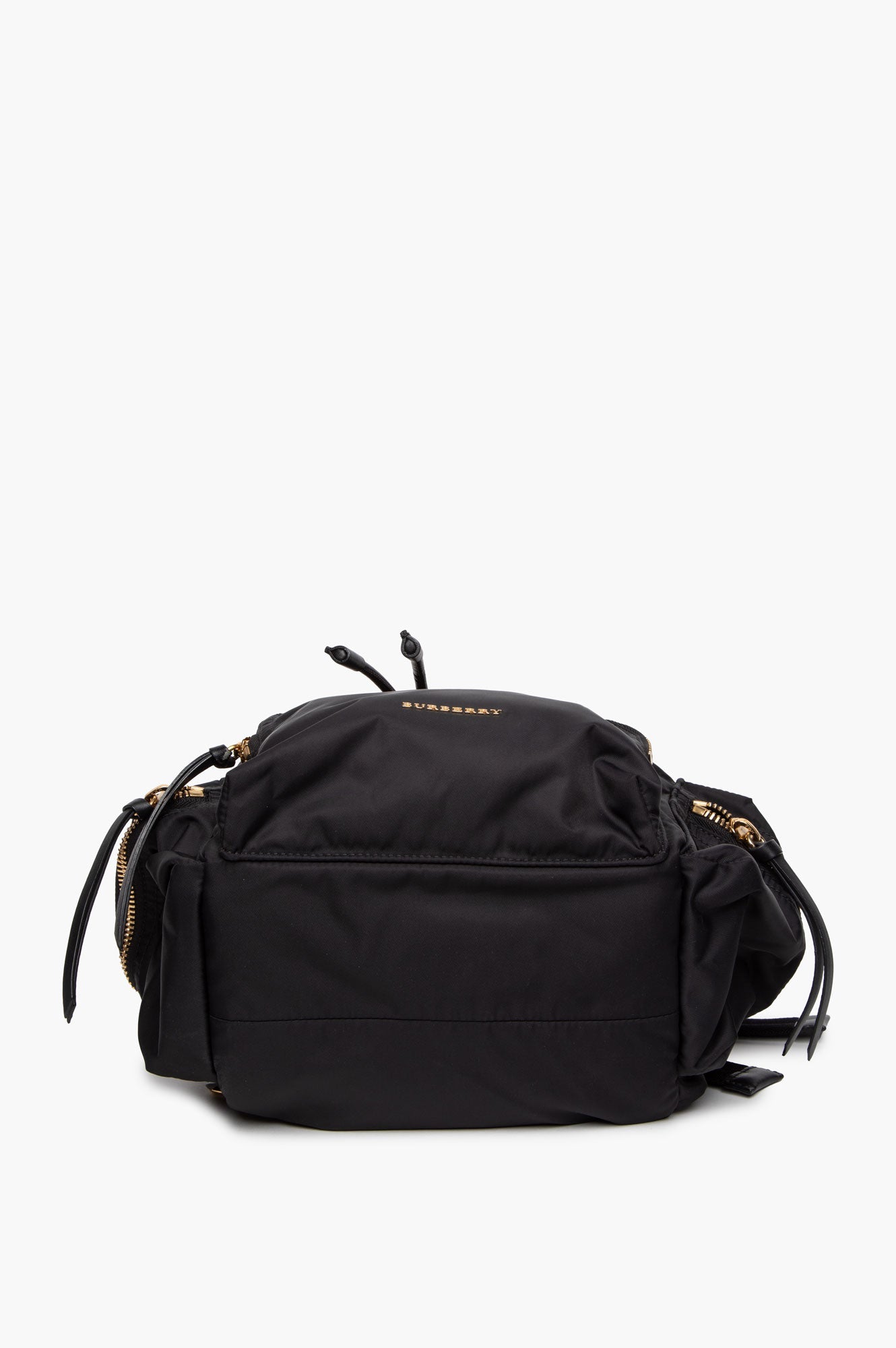 Burberry Brown Leather Trimmed Black Nylon Rucksack