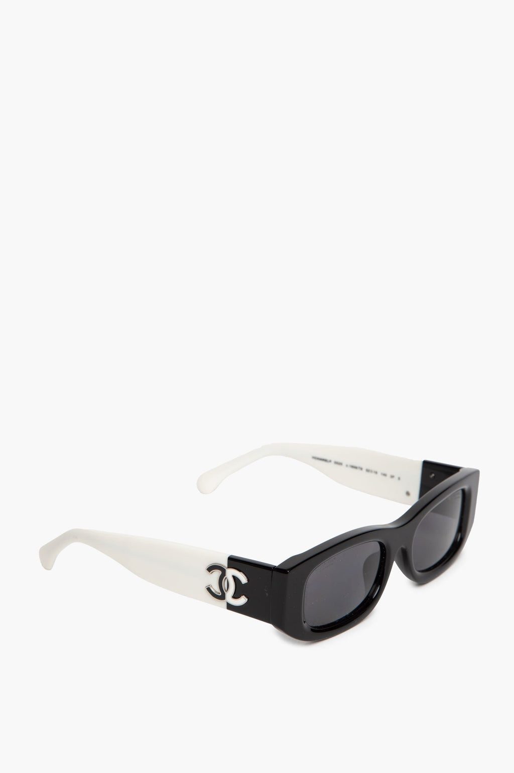 Chanel Black and White CC Logo Rectangle 5525 Sunglasses
