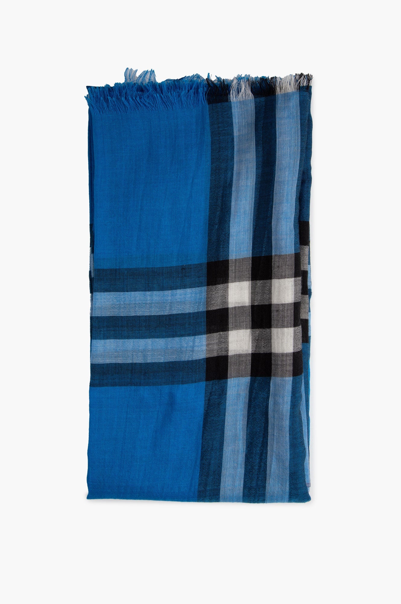 Burberry Cornflower Blue Wool/Silk Giant Check Gauze Scarf