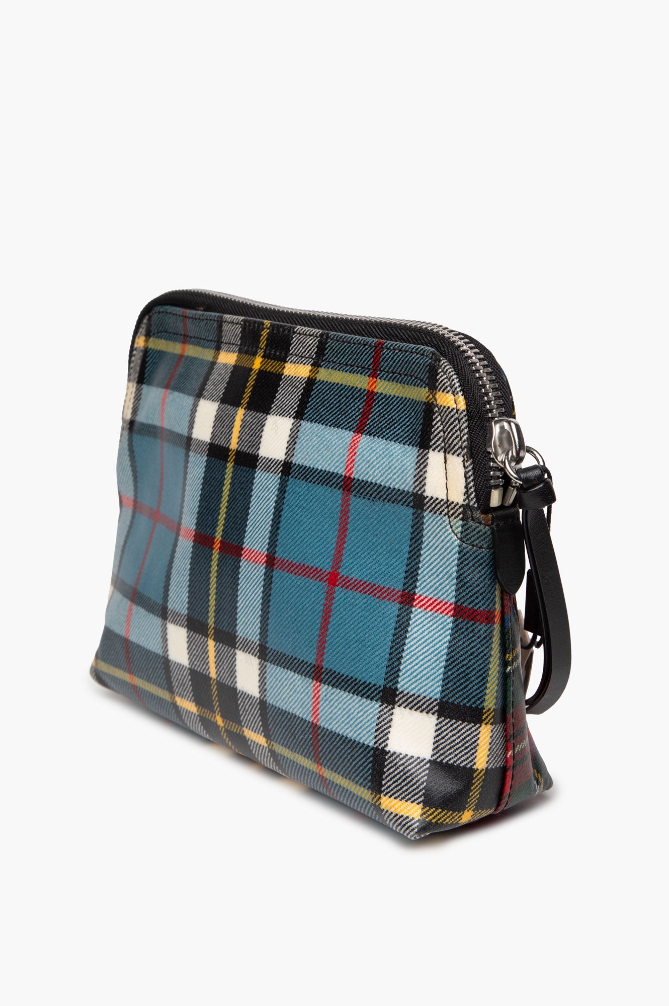 Burberry Red and Blue Laminated Tartan Patchwork LG Pouch