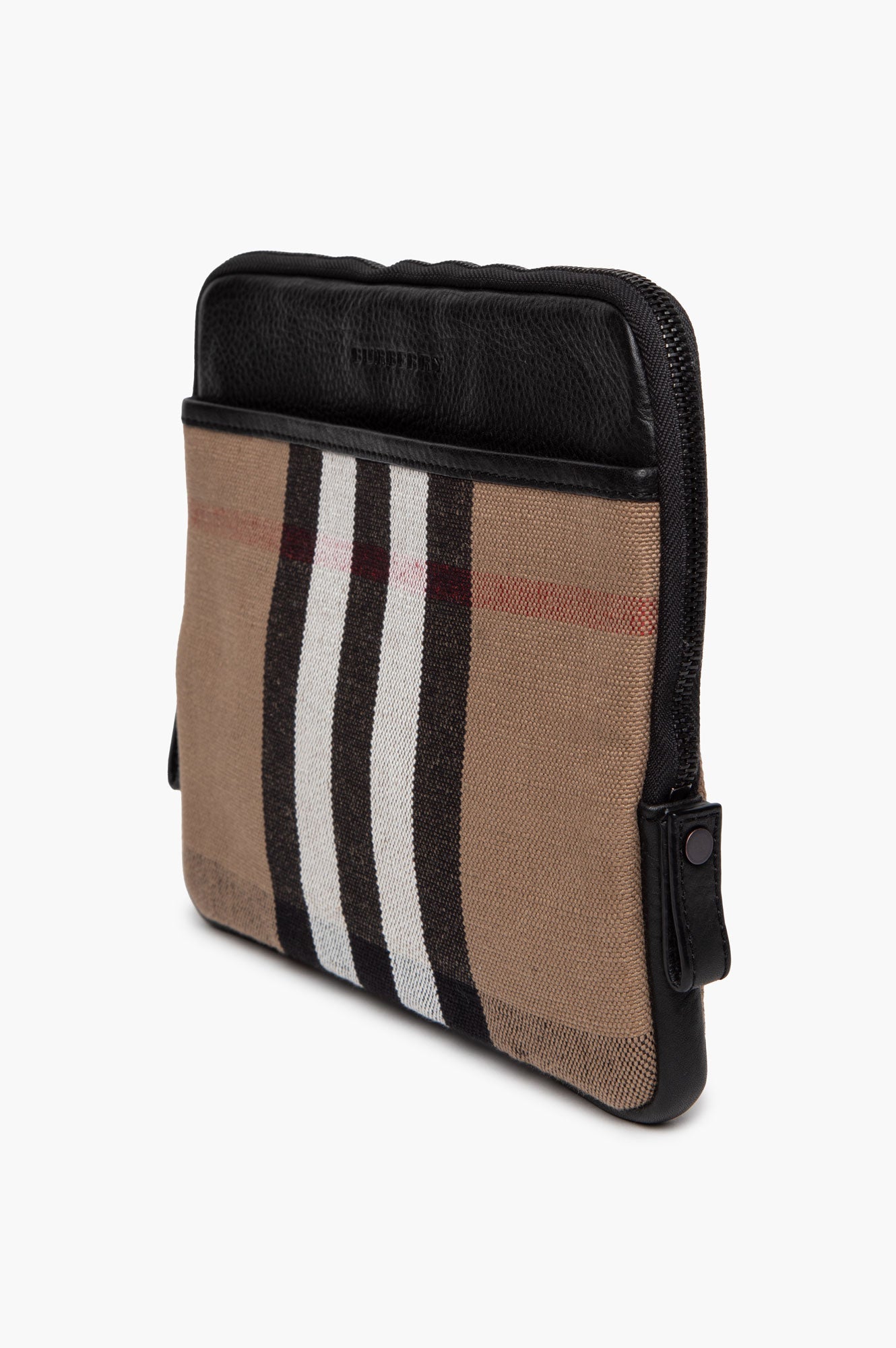 Burberry Tan/Black Canvas House Check iPad Pouch