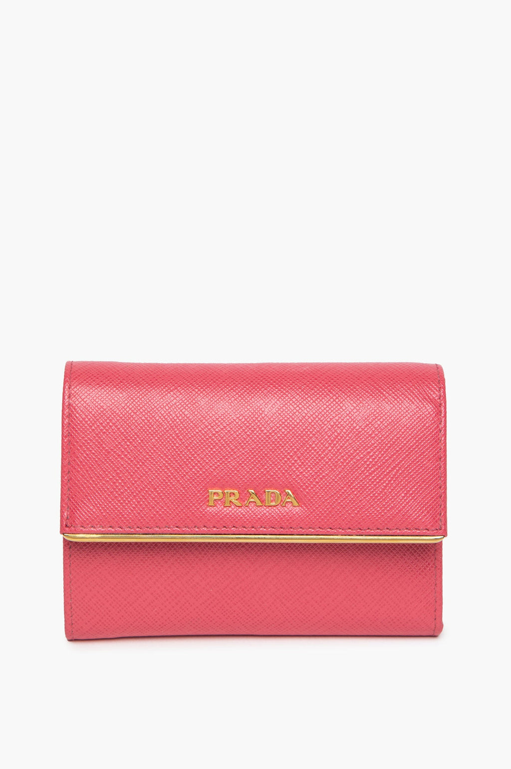 Prada Pink Saffiano Leather Bar Flap French Wallet