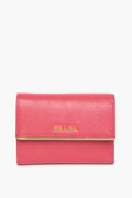 Prada Pink Saffiano Leather Bar Flap French Wallet