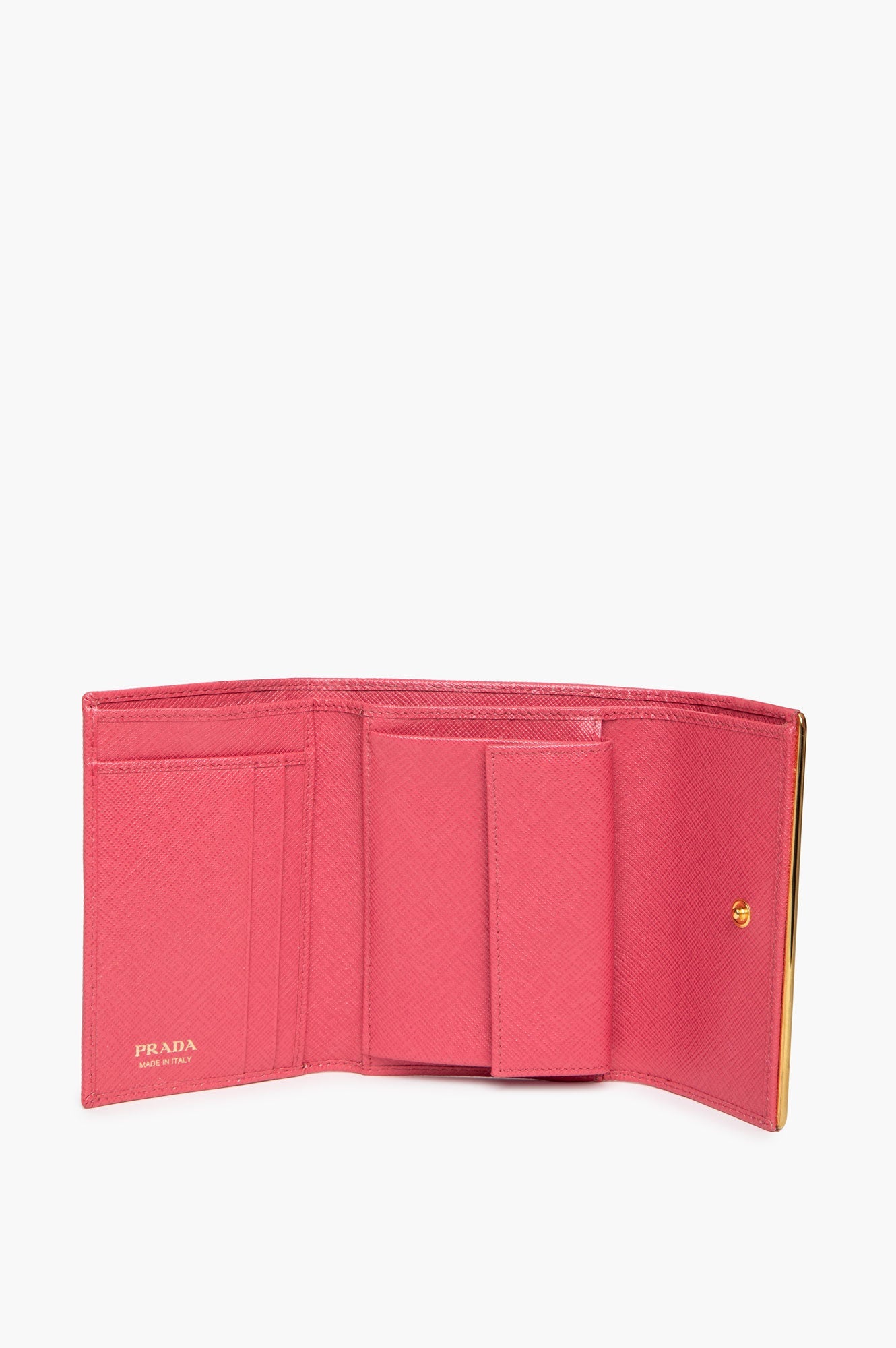Prada Pink Saffiano Leather Bar Flap French Wallet