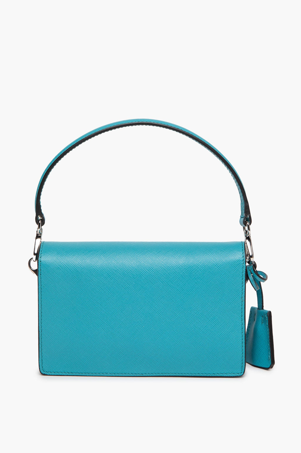 Prada Turquoise Saffiano Lux Leather Mini Flap Bag