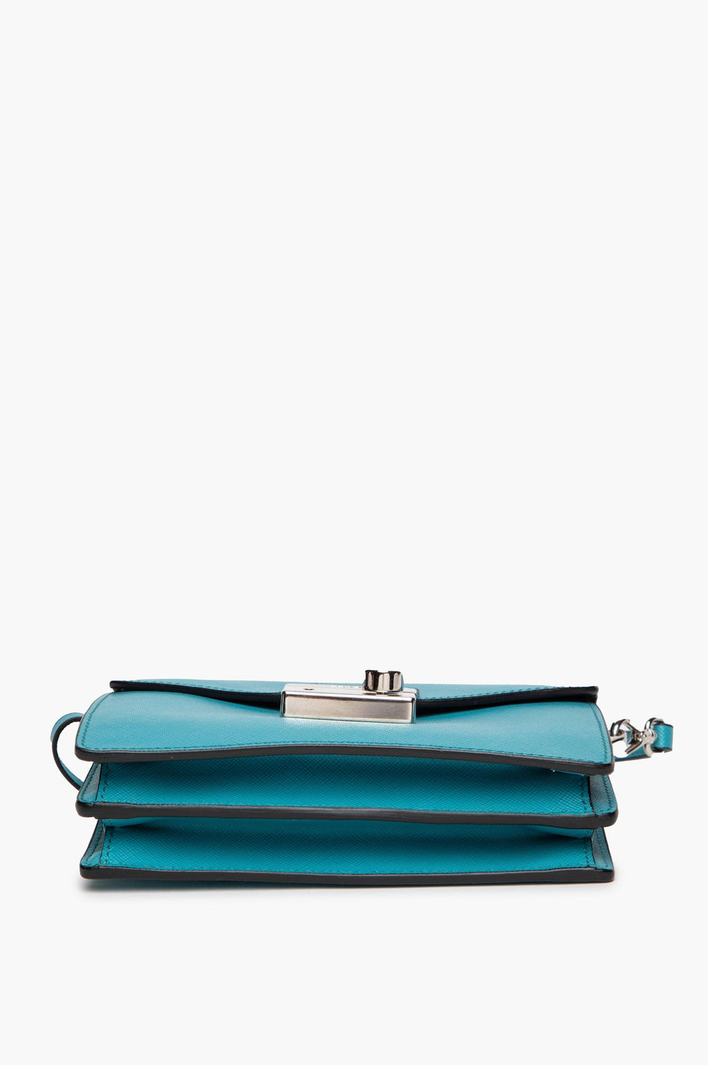 Prada Turquoise Saffiano Lux Leather Mini Flap Bag