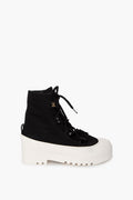 Chanel Black Nylon CC Lace Up Boots Size 36
