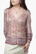 Joie Floral Silk Long Sleeve Blouse Size S