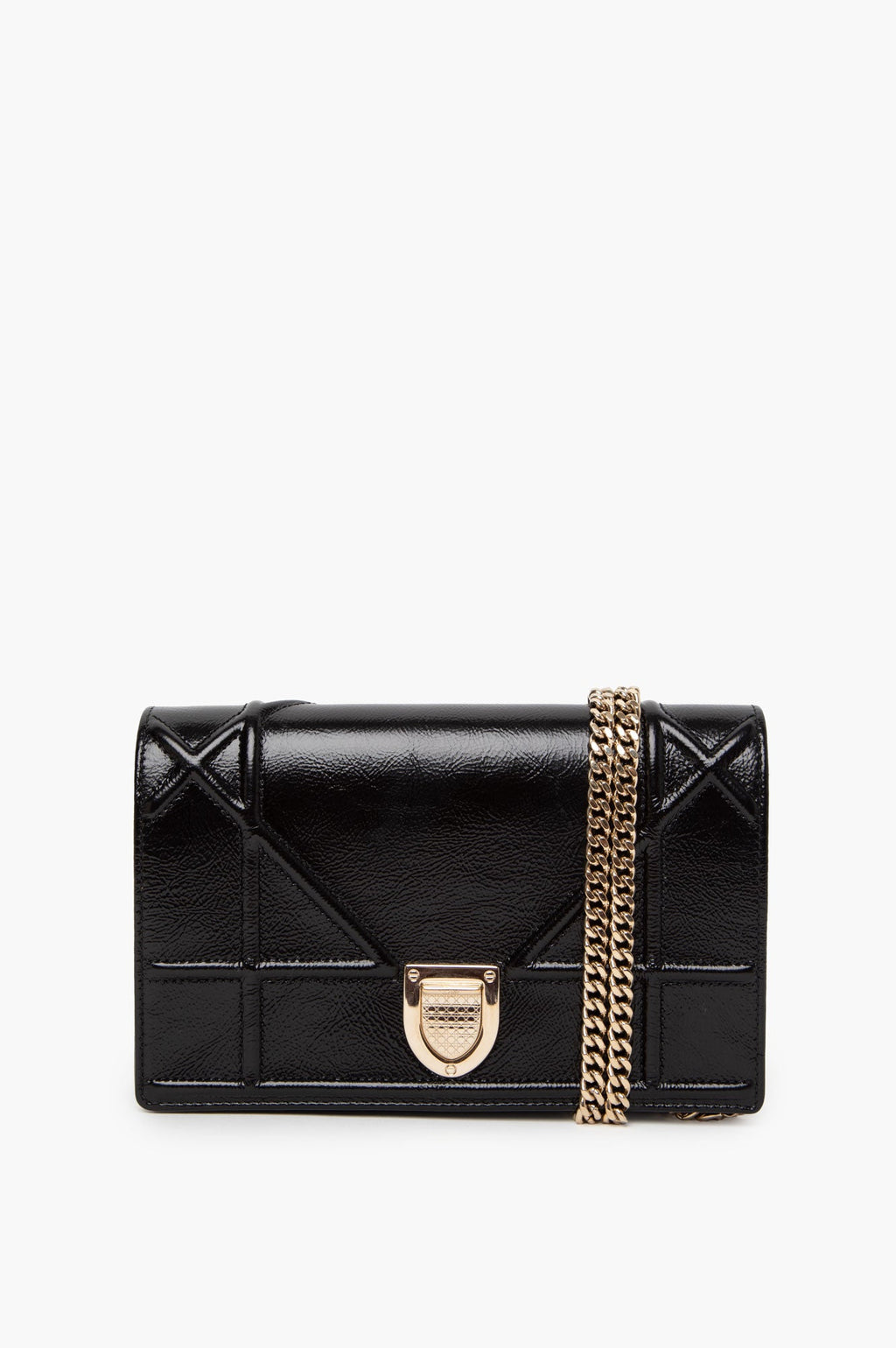 Christian Dior Black Diorama Wallet on Chain Pouch