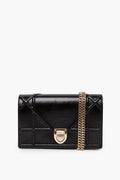 Christian Dior Black Diorama Wallet on Chain Pouch