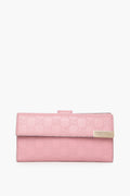 Gucci Pink Guccissima Leather Metal Flap Wallet