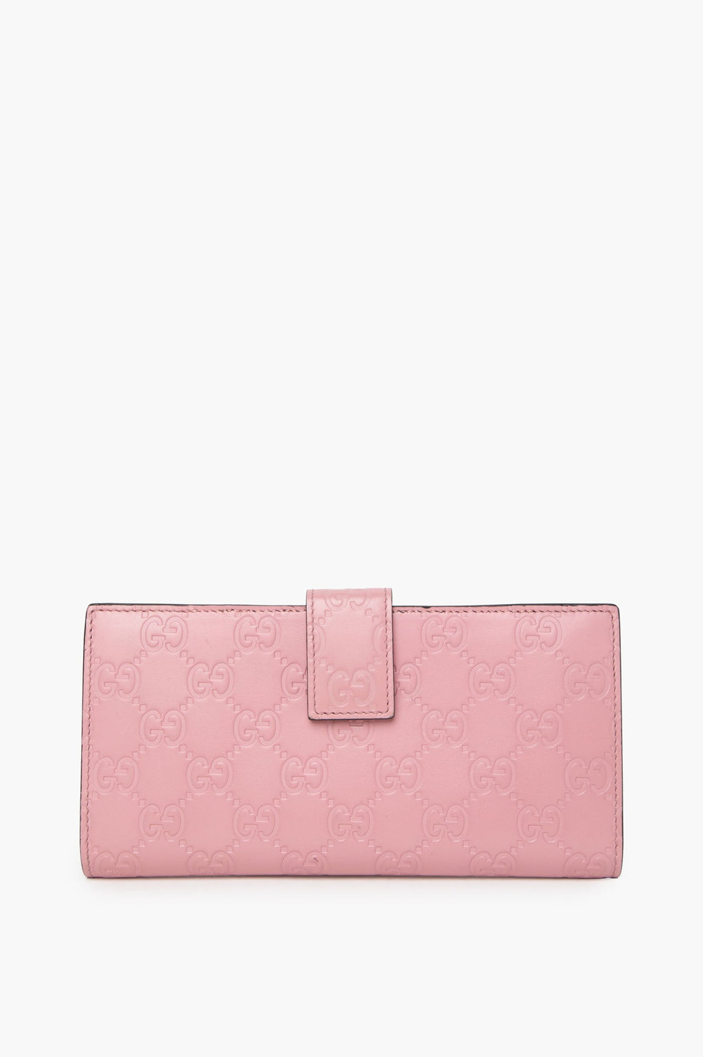 Gucci Pink Guccissima Leather Metal Flap Wallet