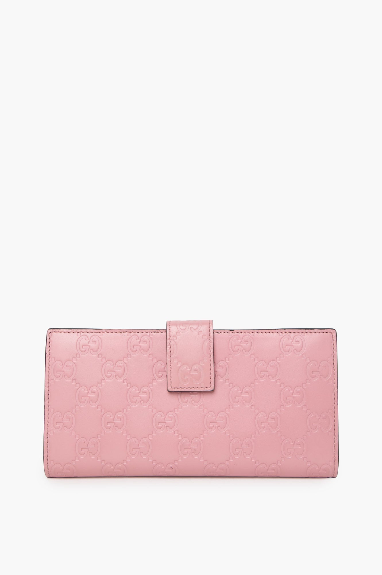 Gucci Pink Guccissima Leather Metal Flap Wallet