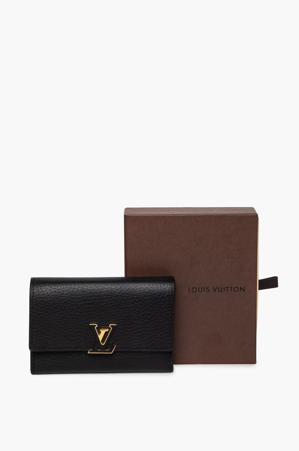 Louis Vuitton Black/Magenta Taurillon Capucines Compact Wallet