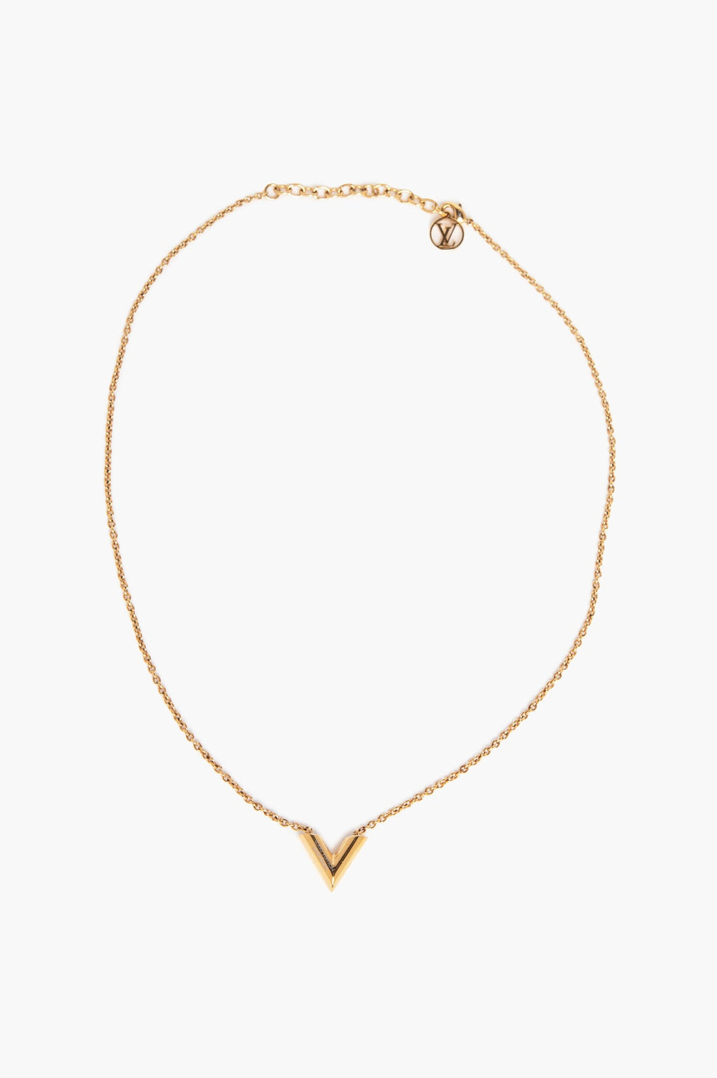 Louis Vuitton Gold Finish Essential V Necklace