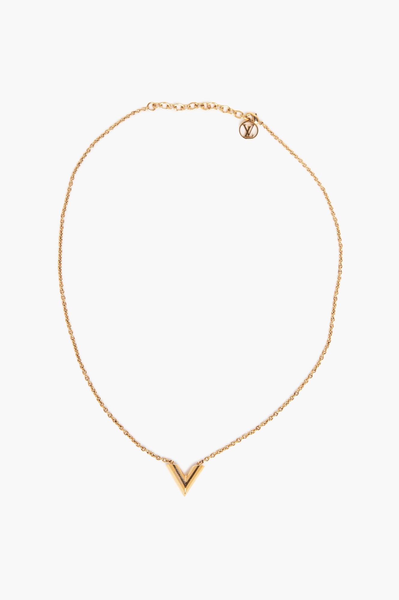 Louis Vuitton Gold Finish Essential V Necklace
