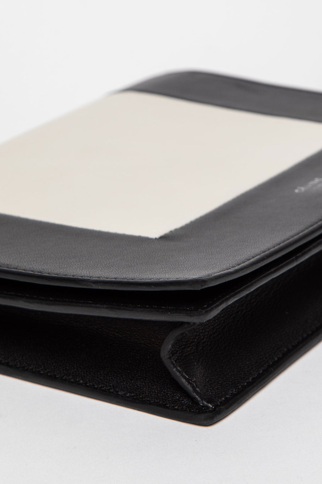 Céline Black/White Calfskin Frame Evening Clutch on Chain Bag