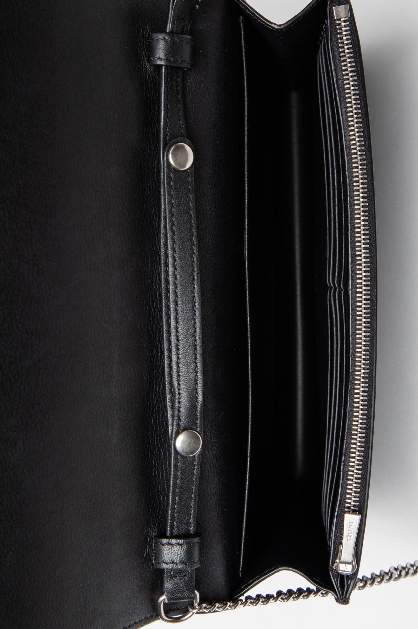 Céline Black/White Calfskin Frame Evening Clutch on Chain Bag