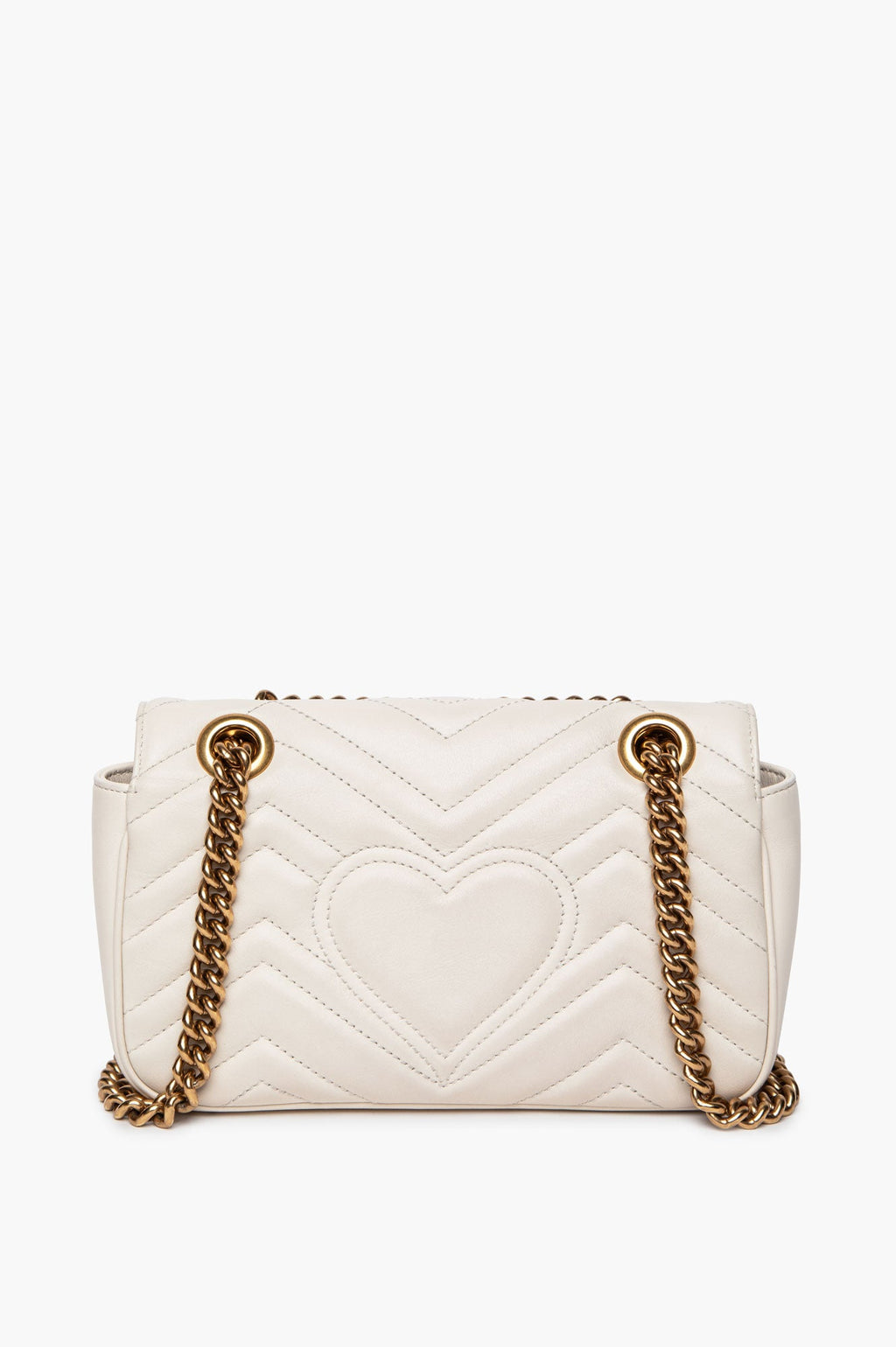 Gucci White Leather GG Marmont Small Shoulder Bag