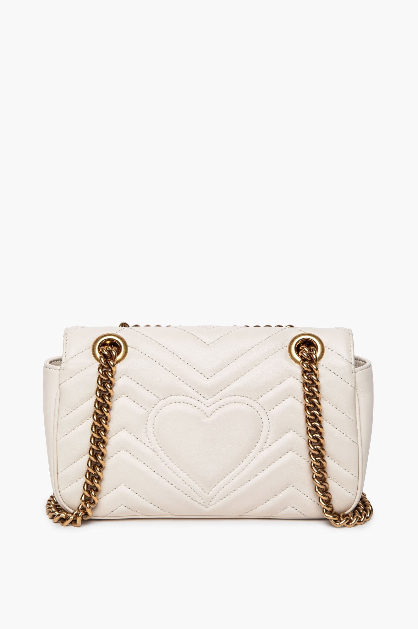 Gucci White Leather GG Marmont Small Shoulder Bag