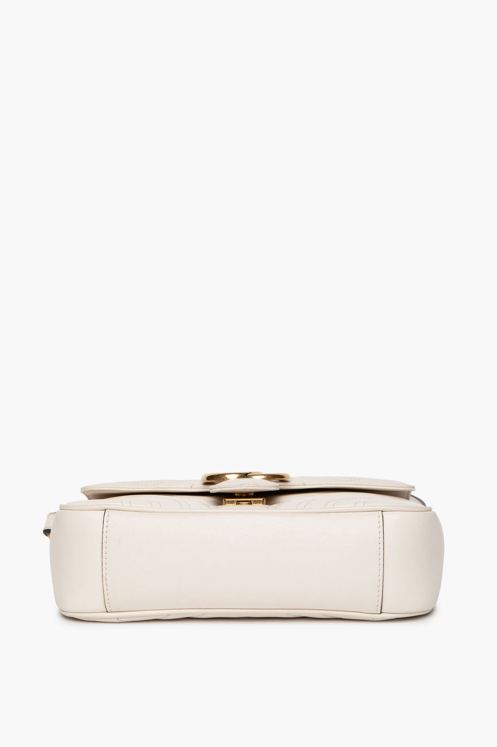 Gucci White Leather GG Marmont Small Shoulder Bag