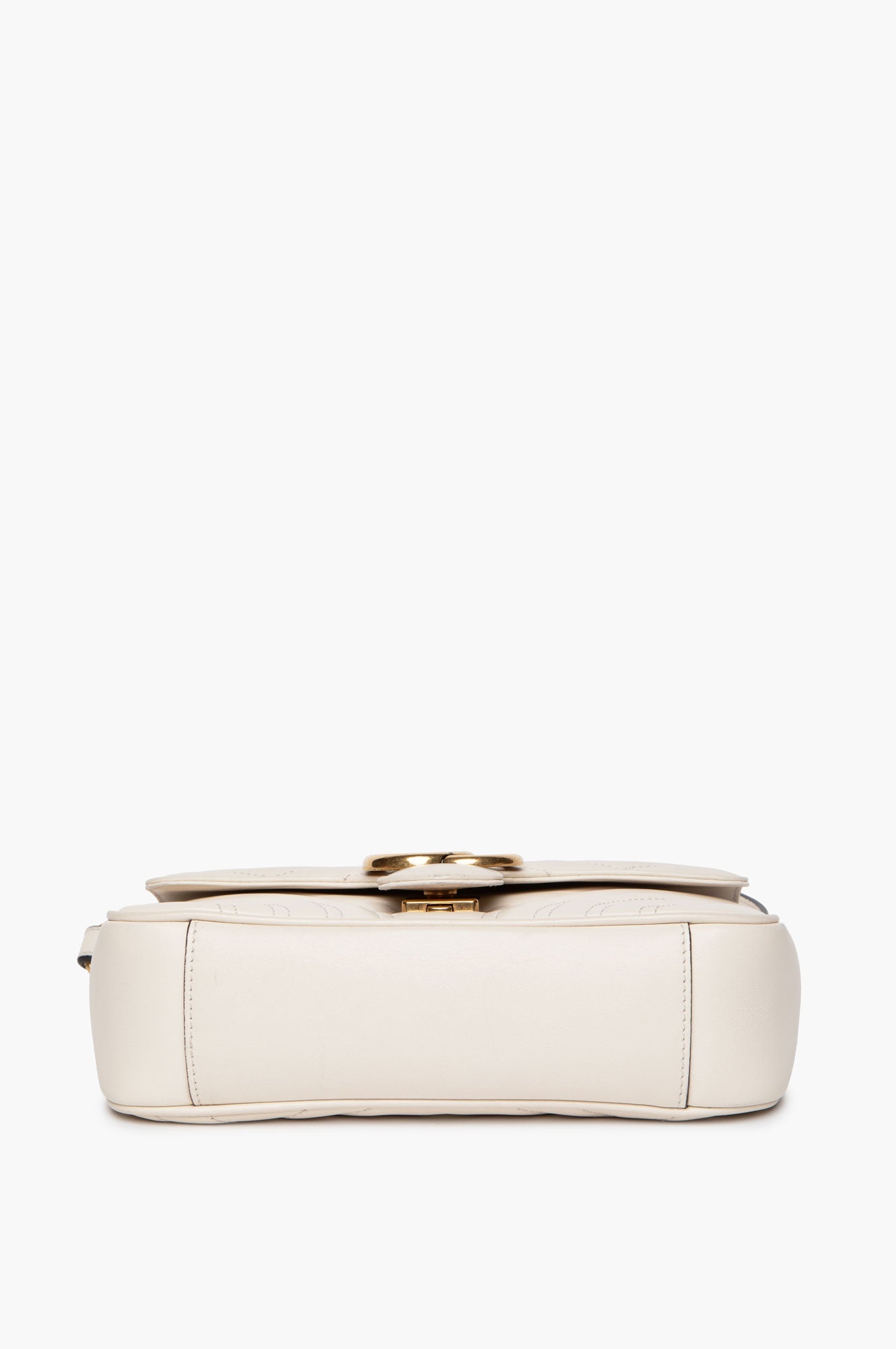 Gucci White Leather GG Marmont Small Shoulder Bag