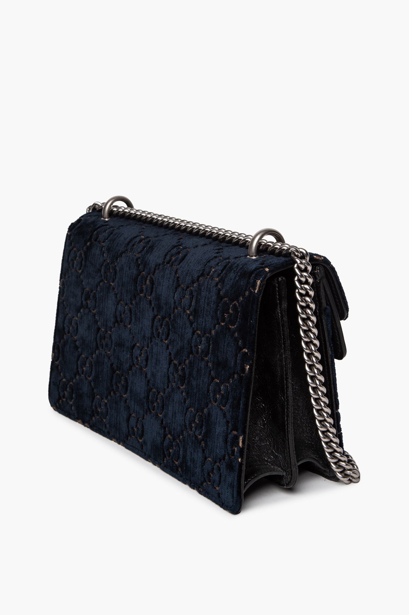 Gucci Medium Dark Blue GG Velvet Dionysus Shoulder Bag