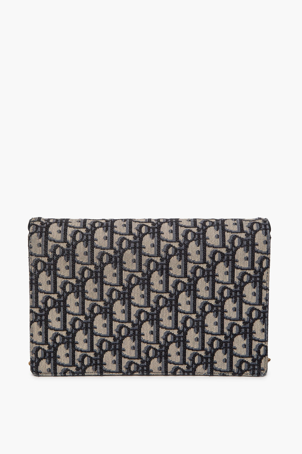 Christian Dior Blue Oblique Jacquard Medium Saddle Pouch with Chain