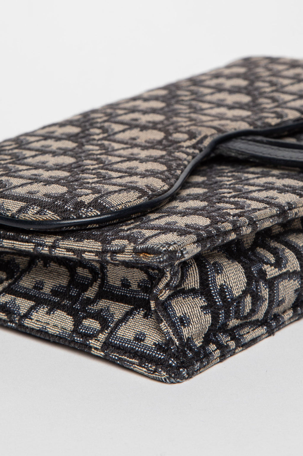 Christian Dior Blue Oblique Jacquard Medium Saddle Pouch with Chain