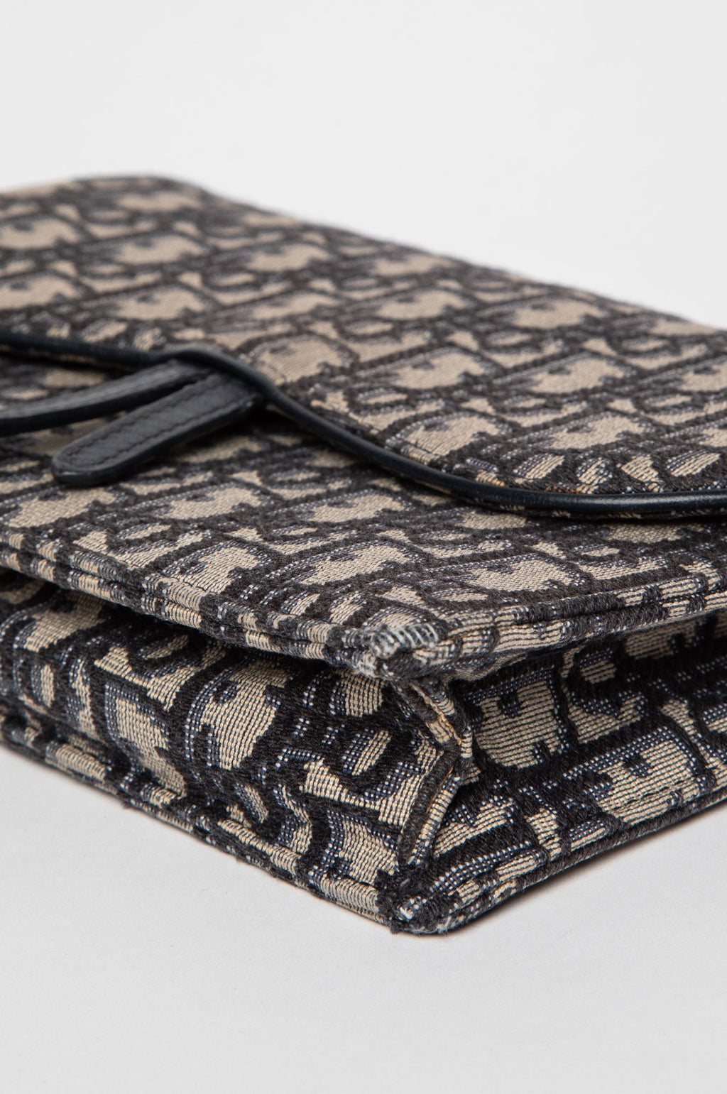 Christian Dior Blue Oblique Jacquard Medium Saddle Pouch with Chain
