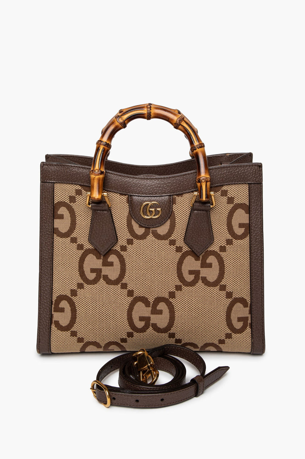 Gucci Small Brown/Beige Jumbo GG Canvas Diana Tote Bag
