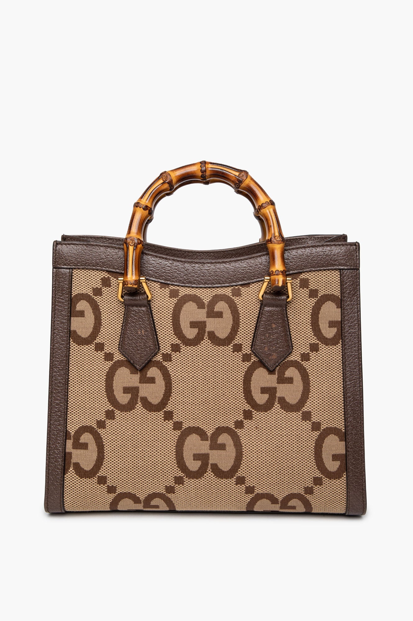 Gucci Small Brown/Beige Jumbo GG Canvas Diana Tote Bag