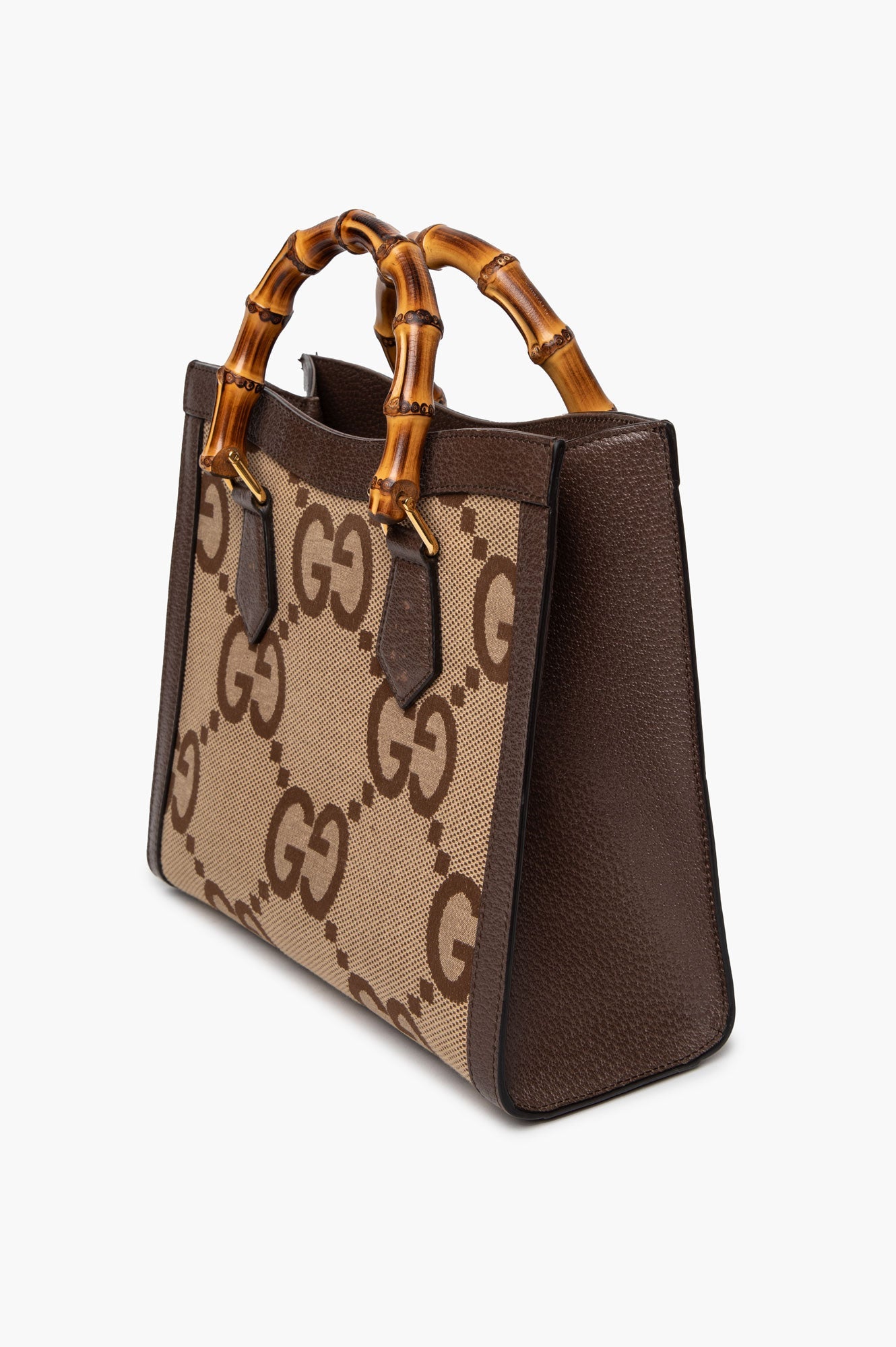 Gucci Small Brown/Beige Jumbo GG Canvas Diana Tote Bag