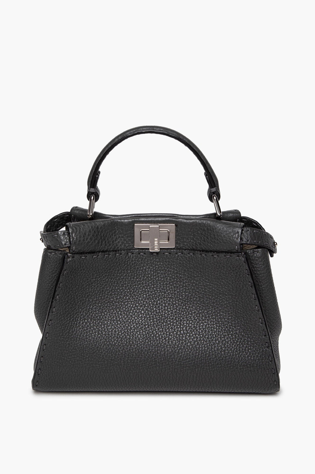 Fendi Grey Asphalt Selleria Leather Mini Peekaboo Bag