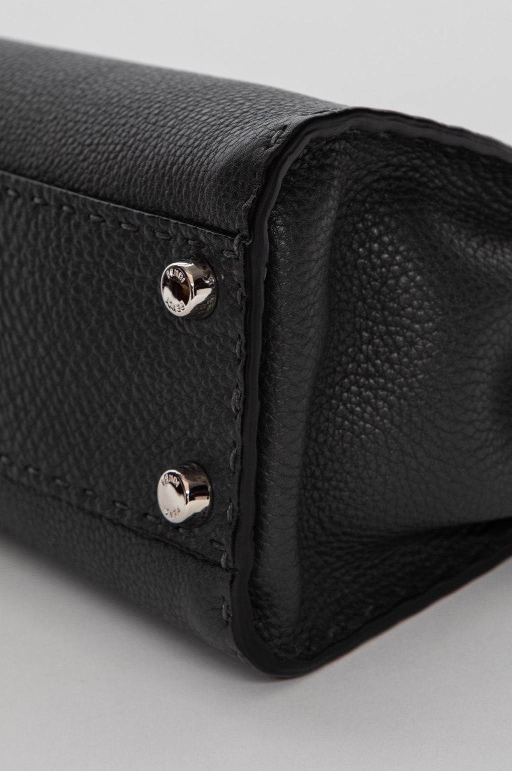 Fendi Grey Asphalt Selleria Leather Mini Peekaboo Bag