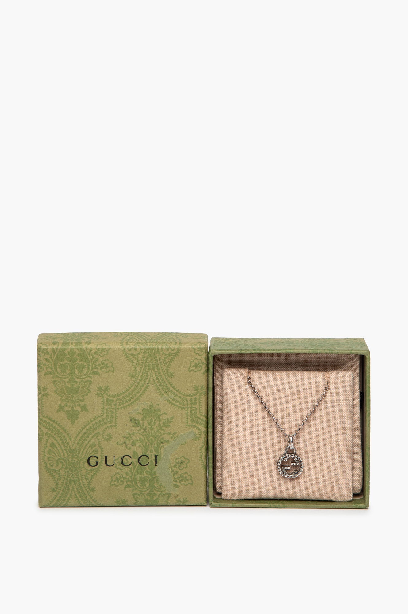 Gucci Sterling Silver Interlocking G Pendant Necklace