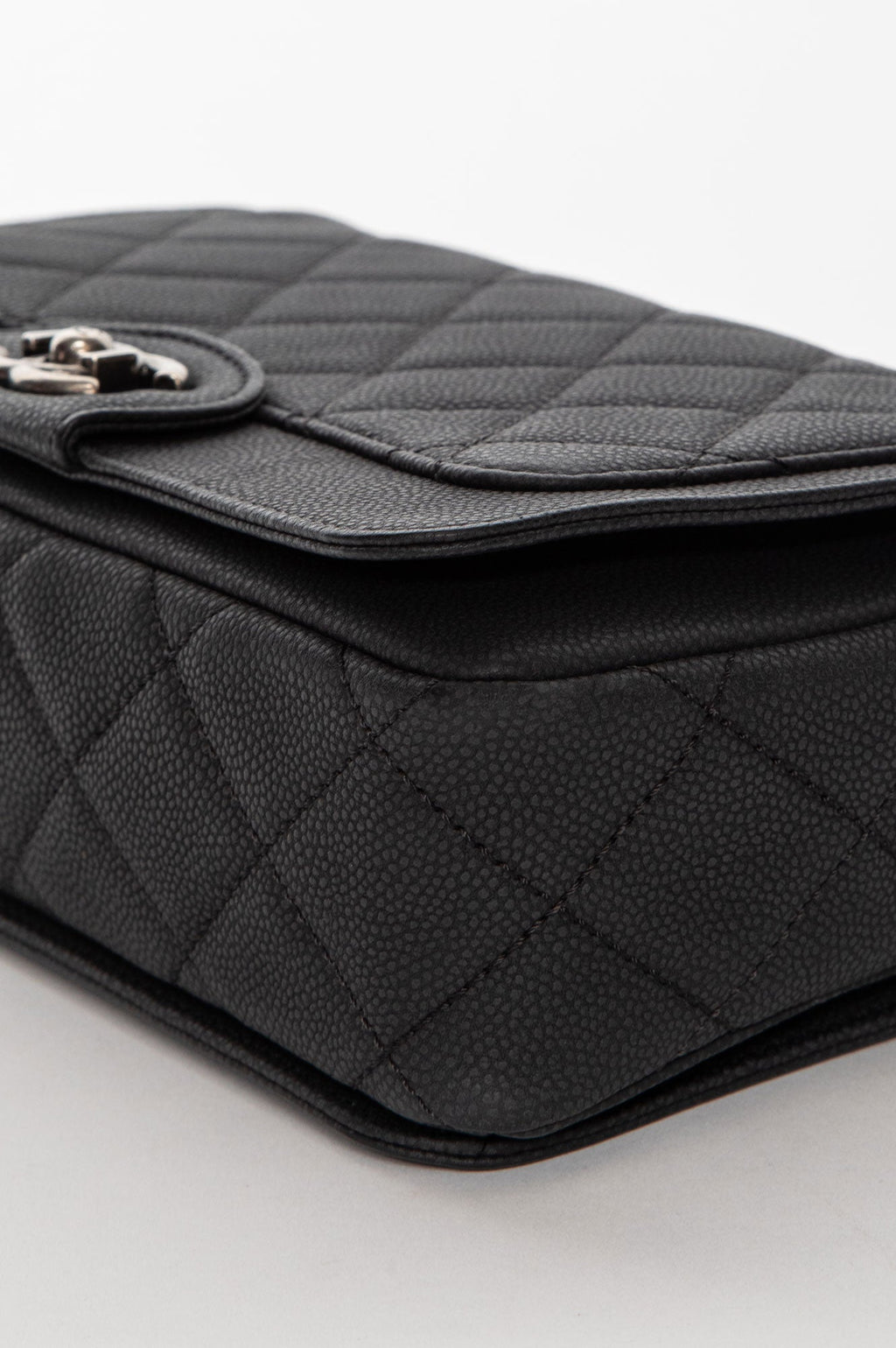Chanel Matte Black Caviar Ruthenium Hardware Turn Around Flap Bag